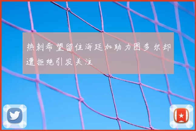热刺希望留住海廷加助力图多尔却遭拒绝引发关注